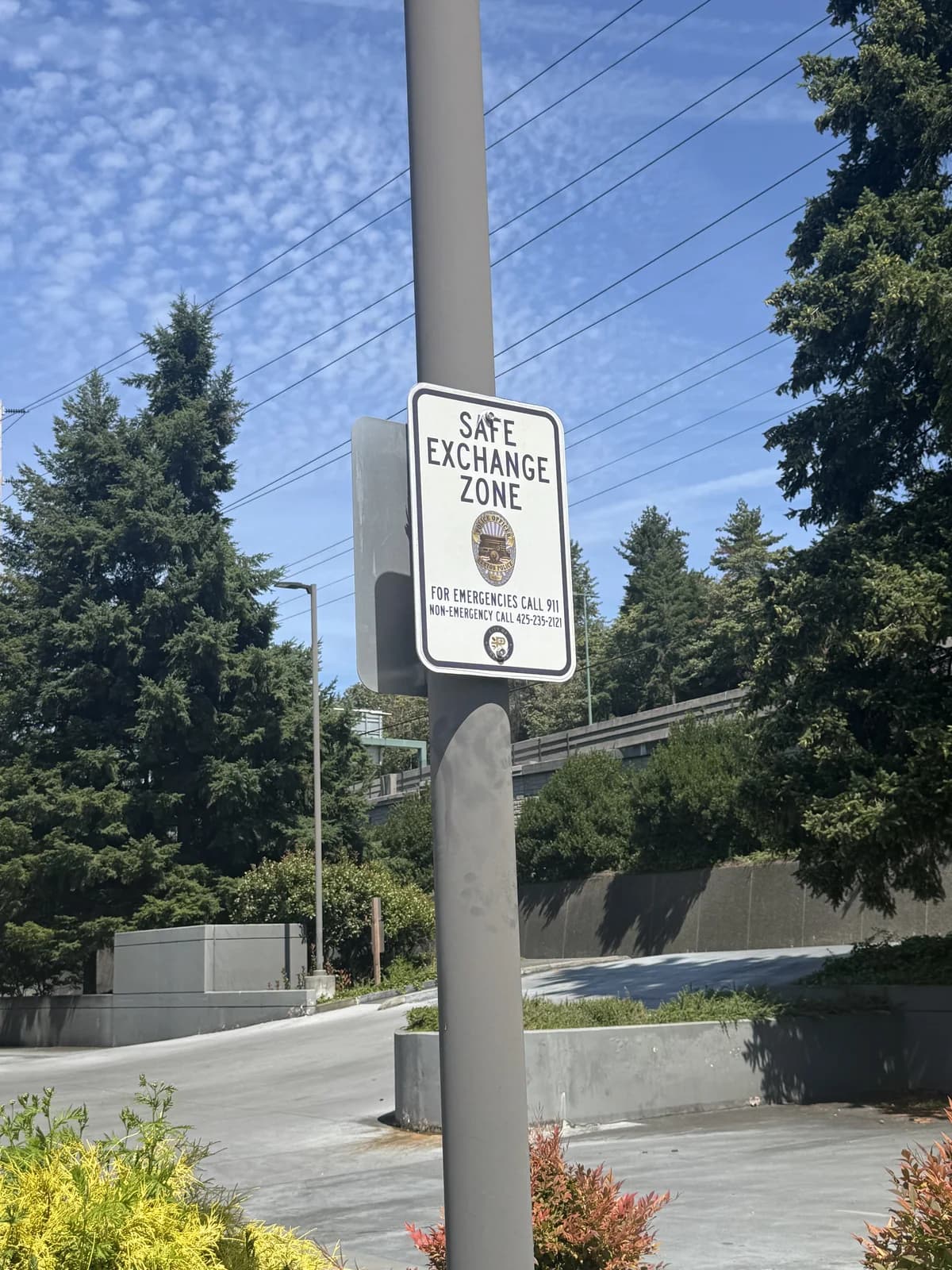 Signed Safe Exchange Zone at Renton City Hall